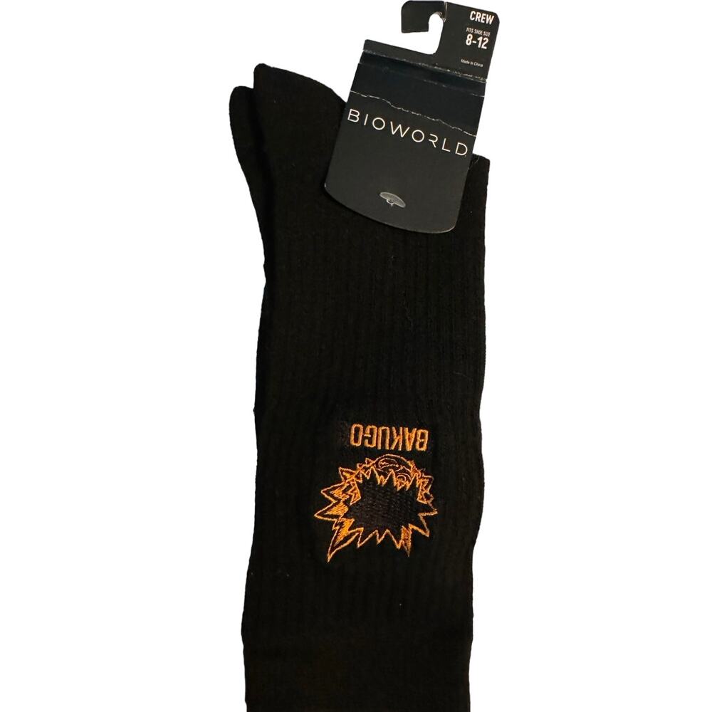 Bakugo Black Men's Crew Socks Fits Shoe Size 8 -12